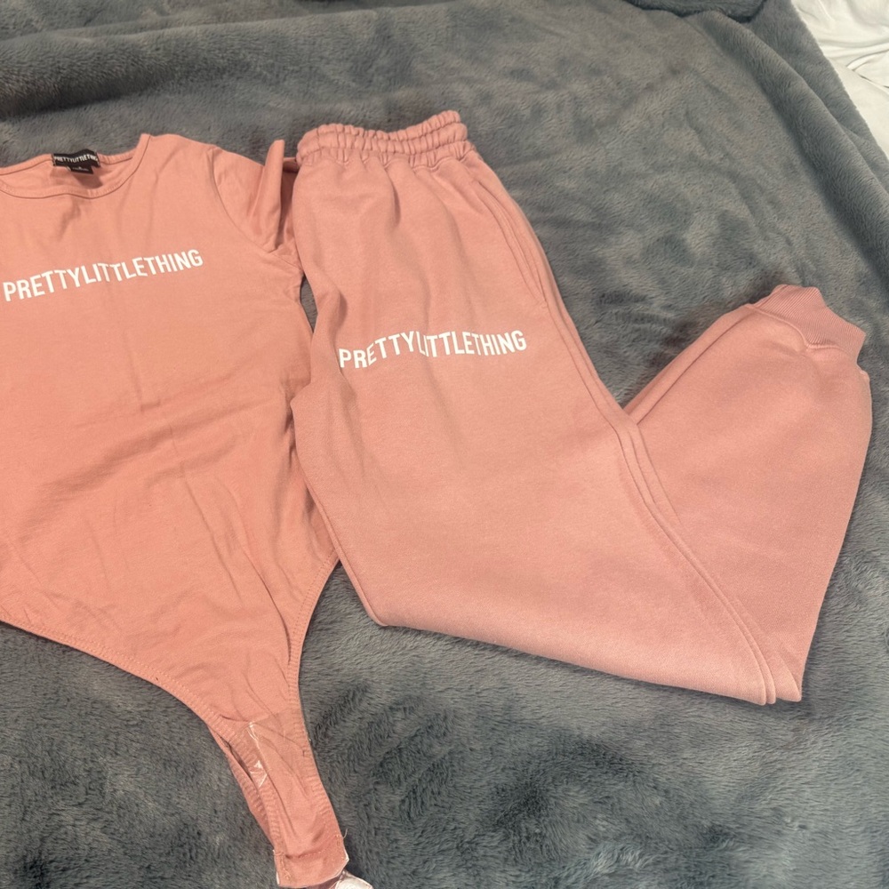 PrettyLittleThing Blush Pink Joggers and bodysuit